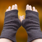 Mitenki Wełniane Gładkie Smoke Grey Średnie