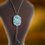 Naszyjnik Skórzany Błękity i Biel