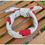 Apaszka Lniana Trójkątna Szara w Czerwone Maki