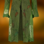 Narzutka Płaszcz Sukienka Zielona z Koronką i Aplikacją XXL