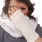 Mitenki Lniane Ecru do Ślubu i na Wyjście