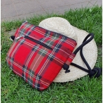 Torebka Lniana SIMPLE MINI Czerwona Kratka