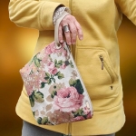 Torebka Lniana Większa na Nadgarstek Róże