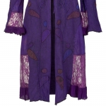 Narzutka Płaszcz Sukienka Fiolet z Koronką i Aplikacją