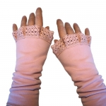 Ocieplacze na Ręce Bawełniane z Koronką Brudny Róż