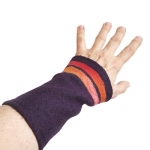 Ocieplacze Wełniane na Ręce Śliwka Dwa Słoneczne Paski