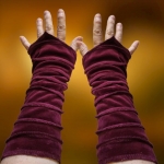 Ocieplacze na Ręce Aksamitne Dwustronne Patchwork Czerwone Wino