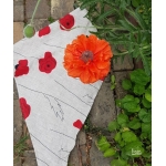 Apaszka Lniana Trójkątna Szara w Czerwone Maki