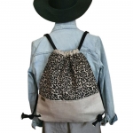 Plecak Lniany Worek Damski Czarna Pantera i Natura