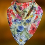 Chusta Lniana Trójkątna Ogród Kwiatów