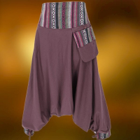 Spodnie Alladynki Haremki Bloomersy Boho z Tkanym Paskiem