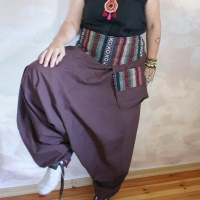 Spodnie Alladynki Haremki Bloomersy Boho z Tkanym Paskiem