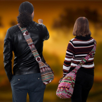 Duża Torba Bawełniana Boho Czekoladowy Wzór Cross Body