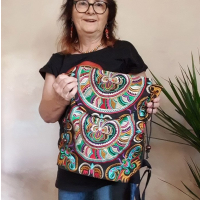 Plecak Damski Haftowany Czarny Hmong Snake Multi