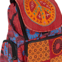 Duży Plecak Kolorowy PACYFA Czerwony Hippie
