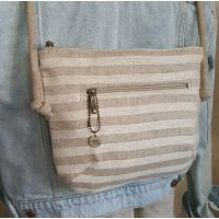 Torebka Lniana SIMPLE MINI Paski Natura