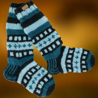 Skarpety Wełniane Niebieskie Ręcznie Robione r. 37-39