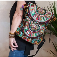 Plecak Damski Haftowany Czarny Hmong Snake Multi