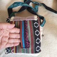Torebka Etniczna Cross Body z Kieszeniami z Konopi Siewnej Odcienie Niebieskiego