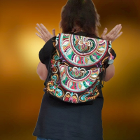 Plecak Damski Haftowany Czarny Hmong Snake Multi