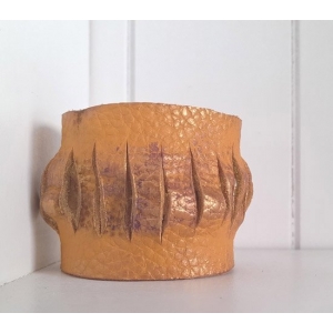 Bransoleta Skórzana Słoneczna ze Złotem Hand Made