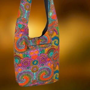 Torebka Bawełniana Tęczowa na Ramię Hippie