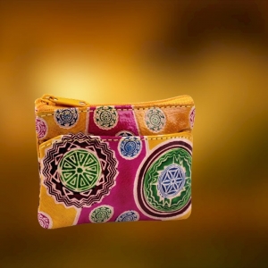 Boho Hippie Portmonetka Portfelik Skórzany Musztardowy