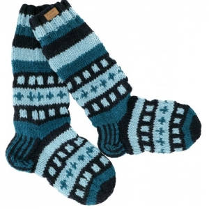 Skarpety Wełniane Niebieskie Ręcznie Robione r. 37-39