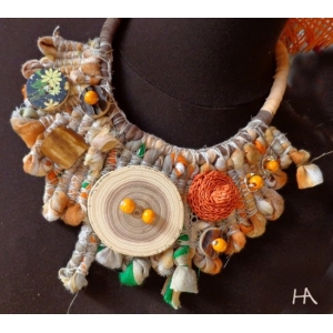 Lniany Naszyjnik Słoneczny Handmade