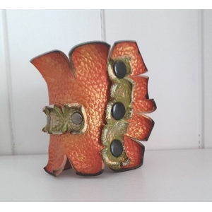 Bransoleta Skórzana Orange Khaki Ręcznie Malowana