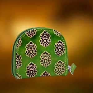 Boho Hippie Portmonetka na Bilon Portfelik Skórzany Jasna Zieleń