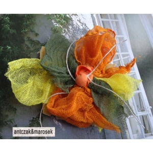 Fantazyjna Broszka Lniana 15 cm OOAK Wielki Guzik