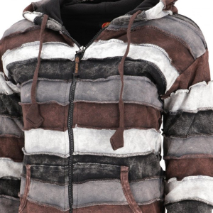 Kurtka Patchwork z Kapturem na Polarze