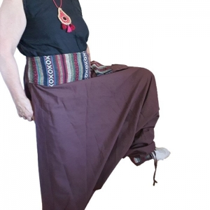 Spodnie Alladynki Haremki Bloomersy Boho z Tkanym Paskiem
