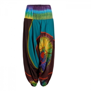 Spodnie Haremki Tie Dye Brąz Turkus