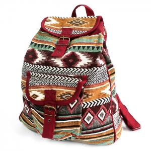 Plecak na Festiwale i Spacery Odcienie Bordo Hippie Boho
