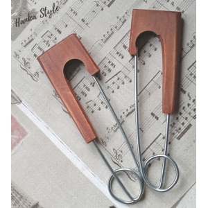 Agrafka z Drewnem K Średni Brąz Zapięcie Ozdobne Hand Made