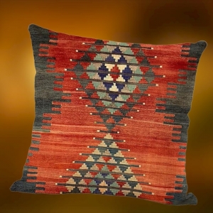 Poszewka Boho Gobelinowy Wzór Ochra  i Zieleń 45x45 cm