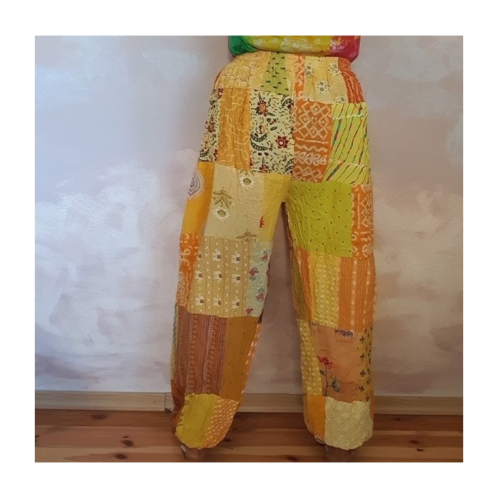 Spodnie Patchwork Haremki Odcienie Żółtego od Bayba Hit