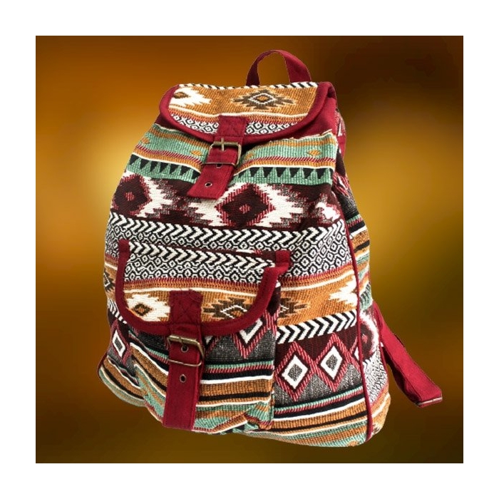 Plecak na Festiwale i Spacery Odcienie Bordo Hippie Boho