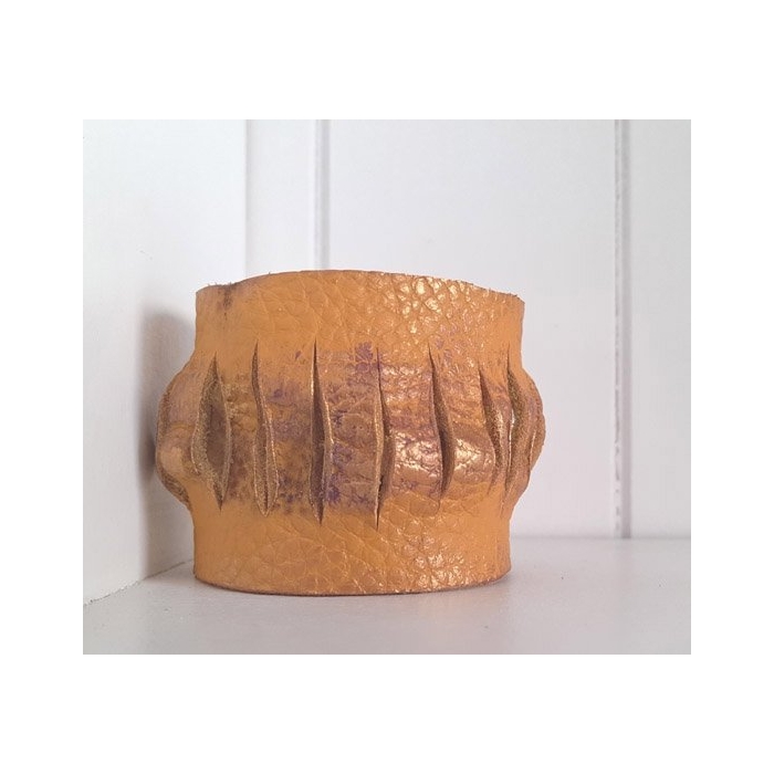 Bransoleta Skórzana Słoneczna ze Złotem Hand Made