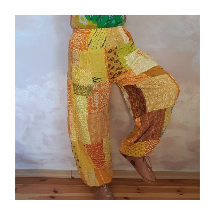 Spodnie Patchwork Haremki Odcienie Żółtego od Bayba Hit