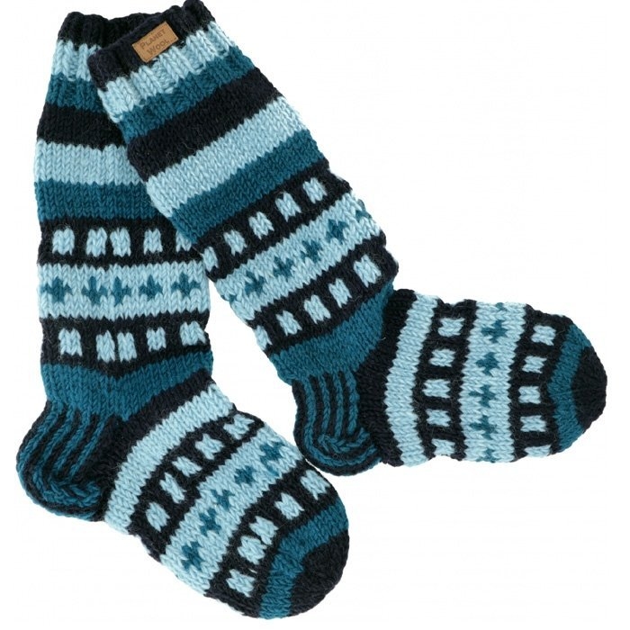 Skarpety Wełniane Niebieskie Ręcznie Robione r. 37-39