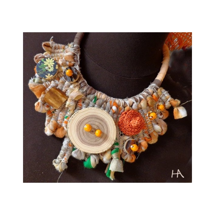 Lniany Naszyjnik Słoneczny Handmade