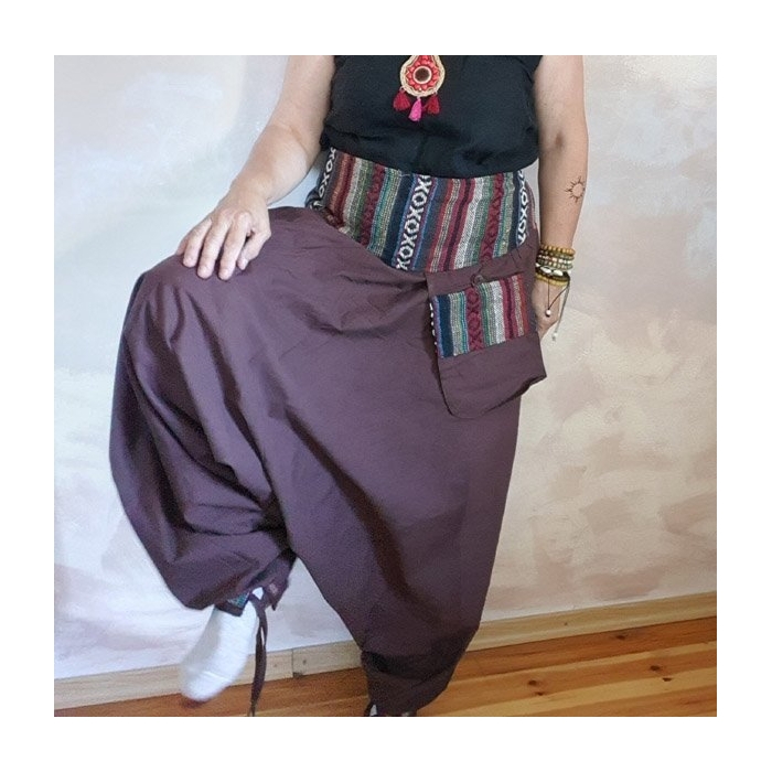 Spodnie Alladynki Haremki Bloomersy Boho z Tkanym Paskiem