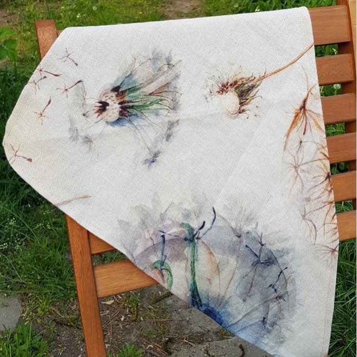 Chusta Lniana Trójkątna Dmuchawce