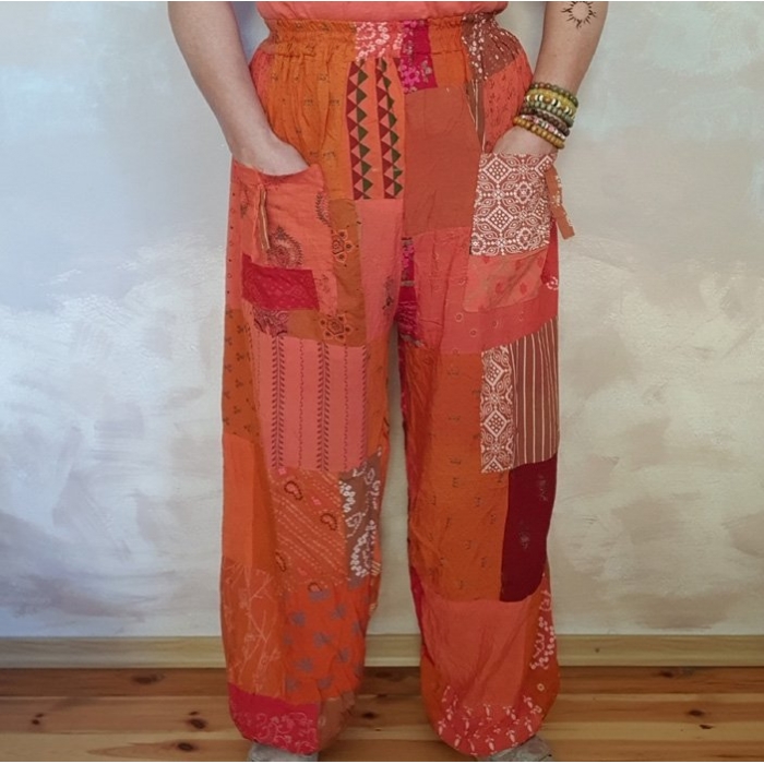 Spodnie Patchwork Haremki Odcienie Pomarańczu od Bayba Hit