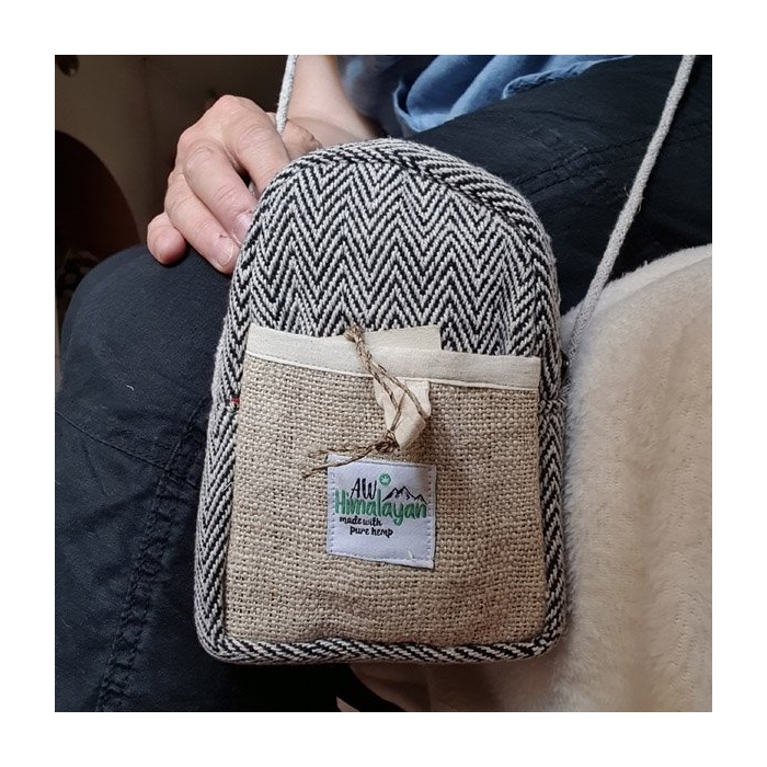 Torebka HEMP na Dokumenty Czarna Jodełka