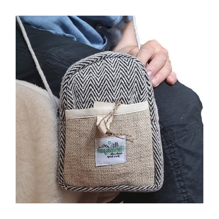 Torebka HEMP na Dokumenty Czarna Jodełka