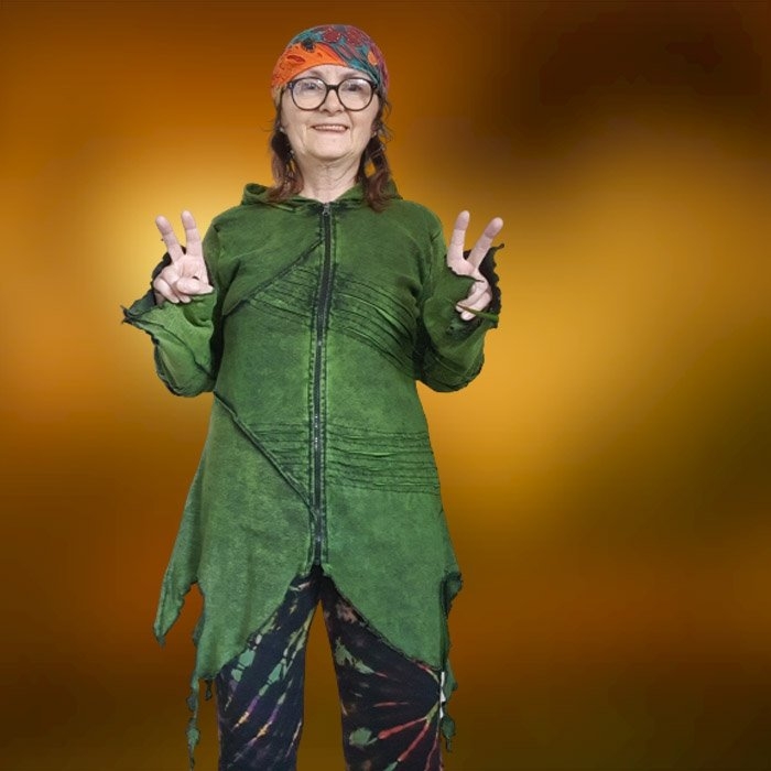 Bluza Elf Rozpinana z Długim Kapturem Zielona Bluza Pixie L/XL